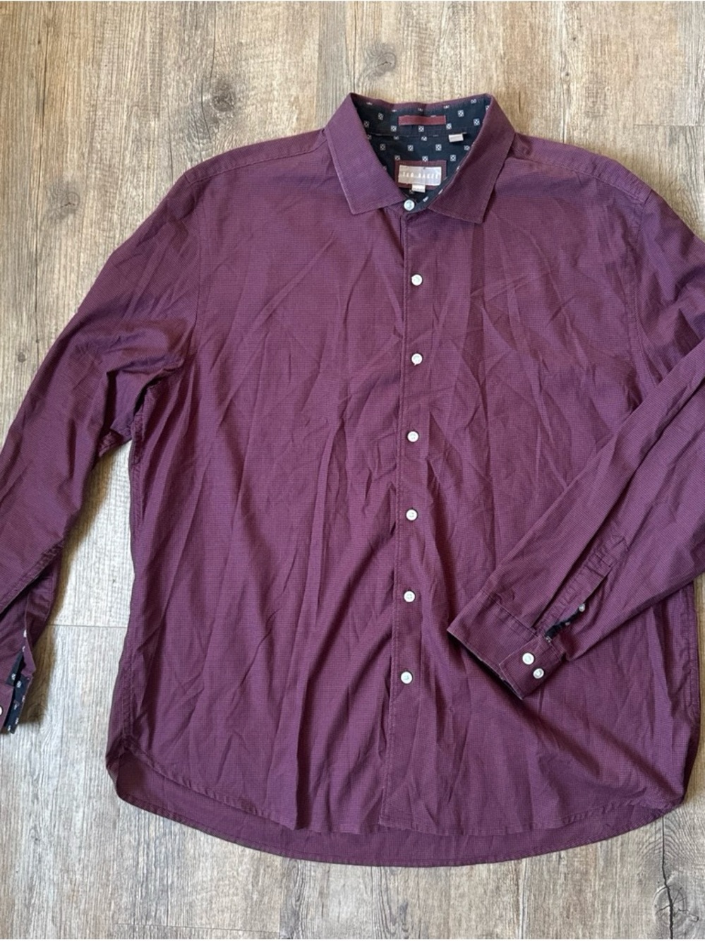 Ted Baker Long-Sleeve Button-Up Shirt in Burgundy